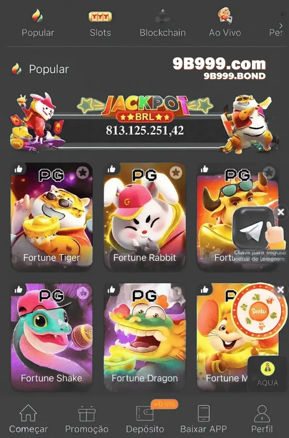 Interface do app 9B999 cassino em smartphone moderno